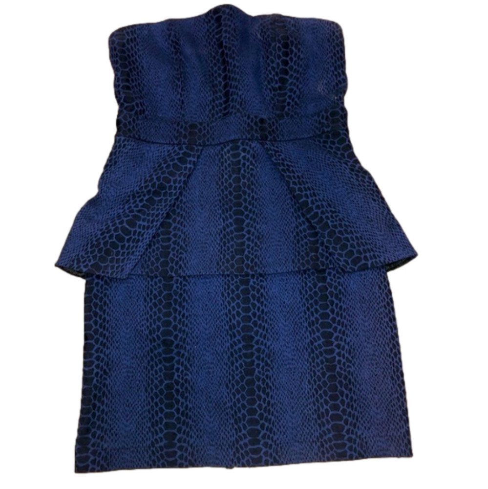 𝅺caribbean Queen Dark Blue Black Snake Print Cocktail Mini Dress Gold Zipper S
